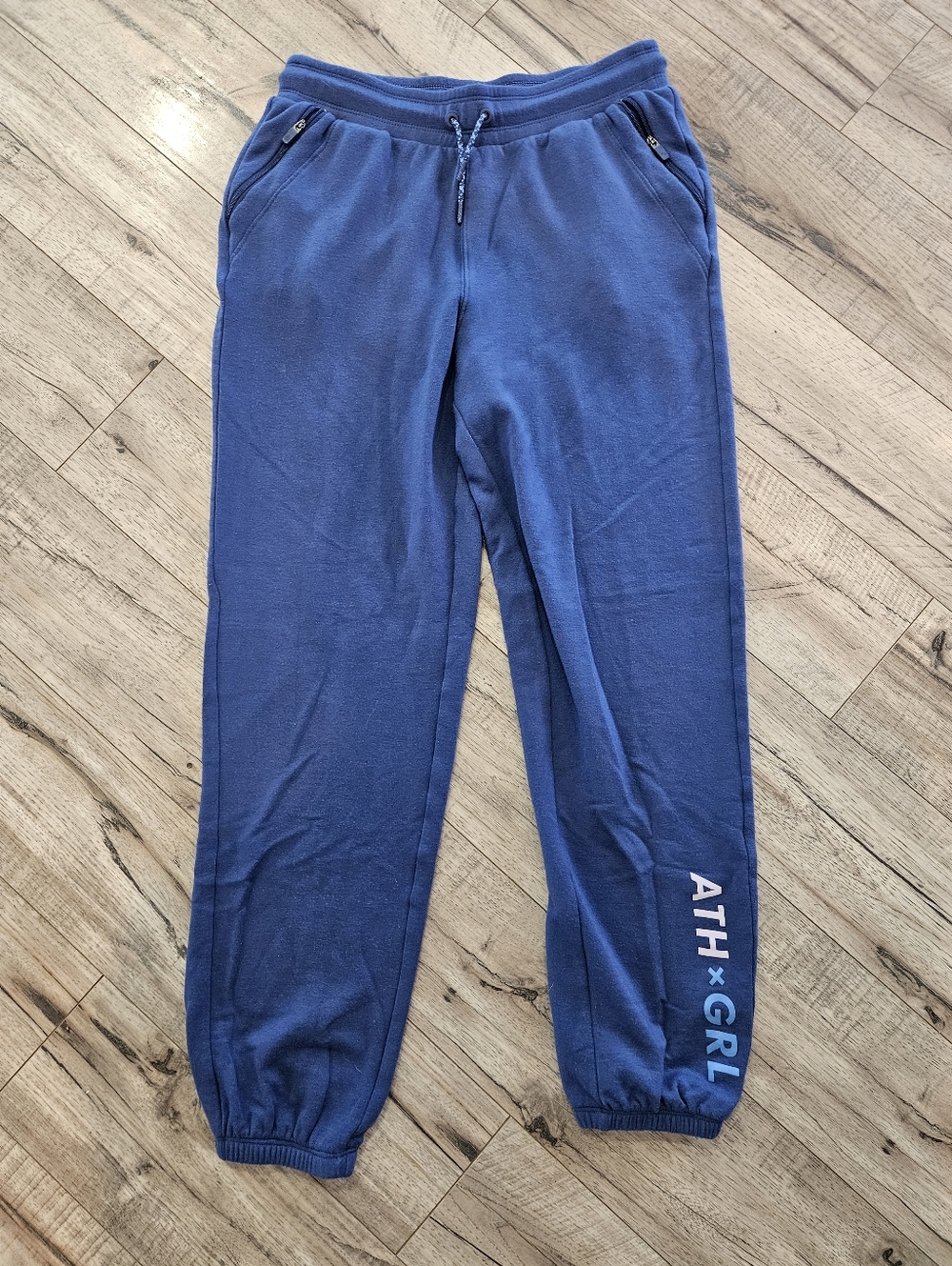 Athleta Girl Drawstring Sweatpants, size 14 (XL), Blue Graphic
